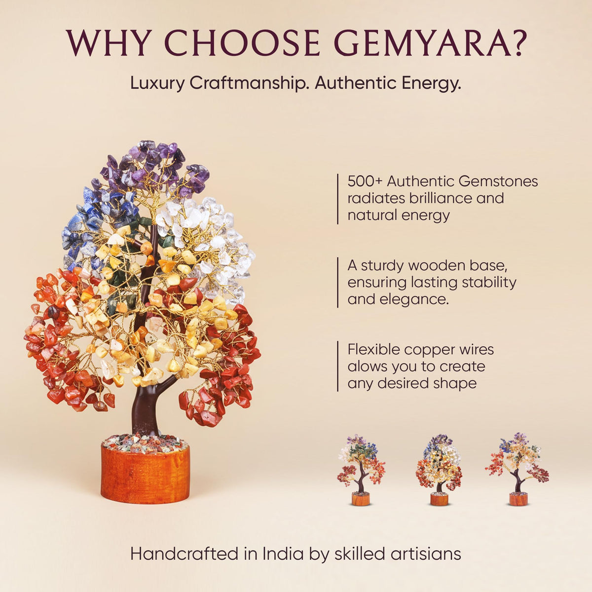 GEMYARA Crystal Tree with 500 Crystals and Healing Stones –Mom Birthday Gifts for Women, Office Desk Decor, Living Room Decor – Gift-Ready in Magnetic Box,Tree of Life for Luck & Positivity
