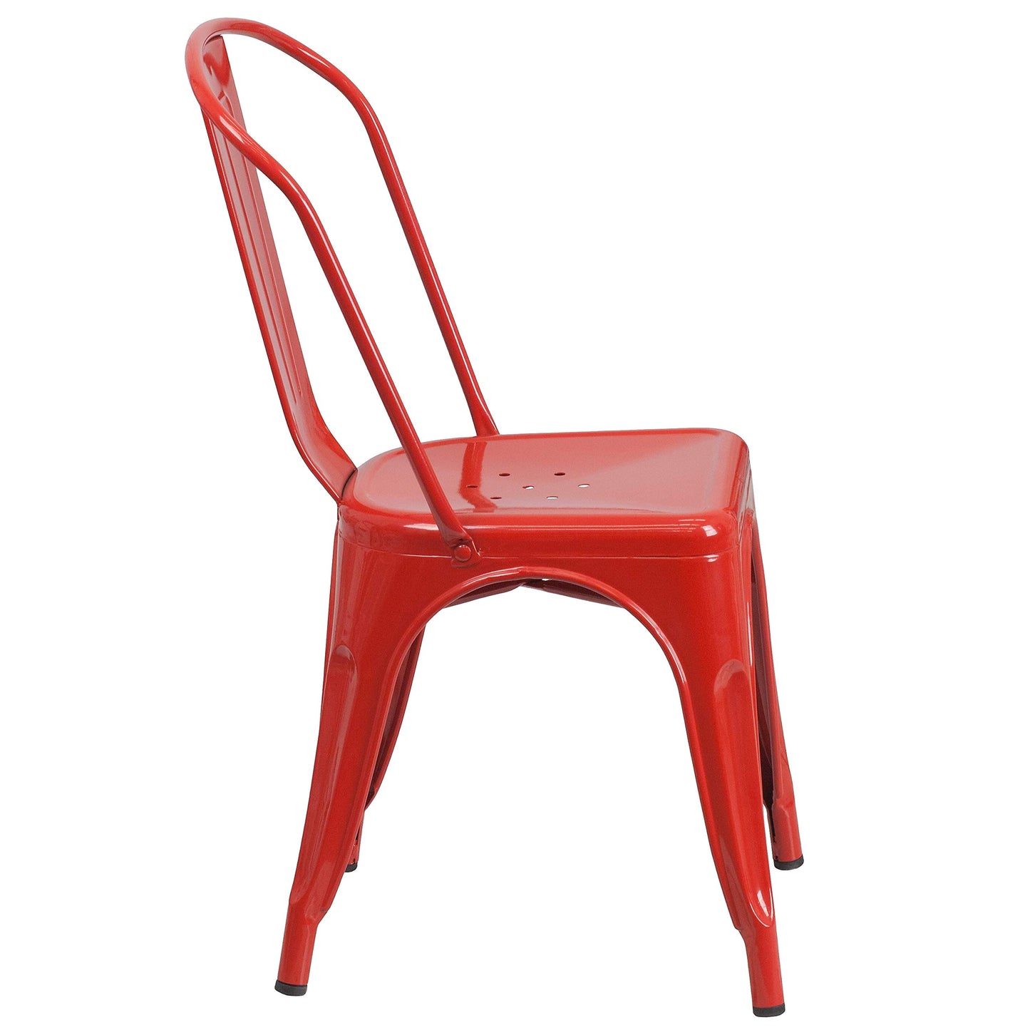 Flash Furniture Perry Commercial Grade Red Metal Indoor-Outdoor Stackable Chair with Powder Coated Steel Frame