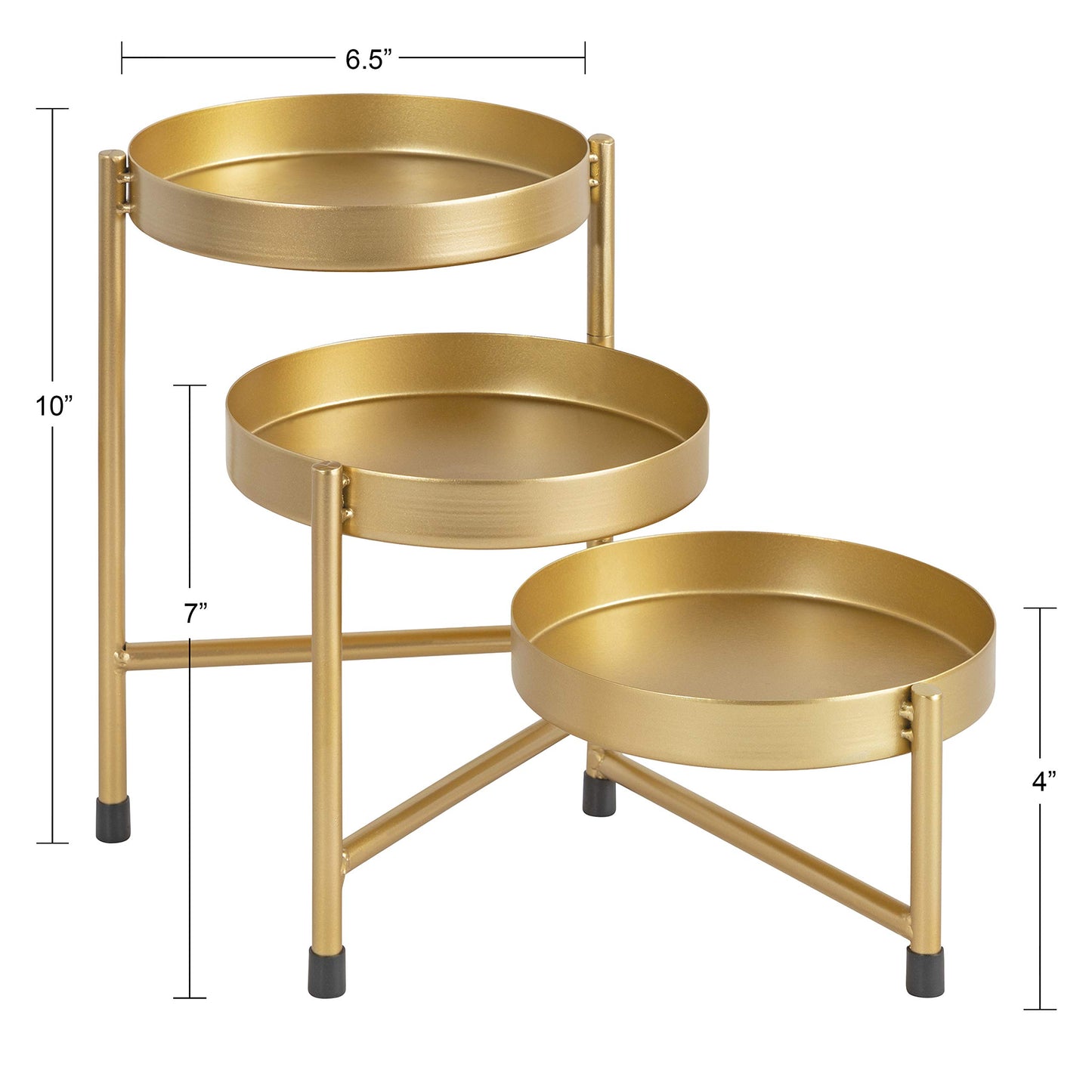 Kate and Laurel Finn Modern Tri-Level Plant Stand, 7.25 x 7.25 x 10, Gold, Indoor Multi-Tiered Plant Stand for Tabletop