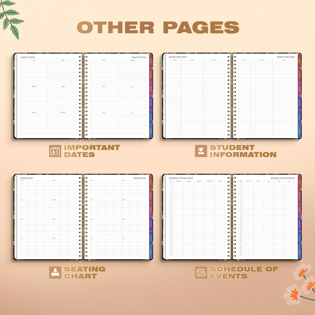 Teacher Lesson Planner 2026-2027 Academic Year, Aug 2026-Jul 2027, Deluxe 26-27 Lesson Plan Book for Teachers Supplies & Homeschool Planner with Pocket & Monthly Tabs, 8.5" x 11", Vintage Floral