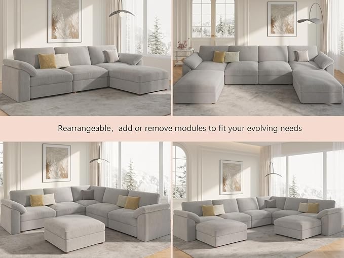 EASE MOOSE Oversized Sectional Modular Sofa, L Shape Sectional Couch