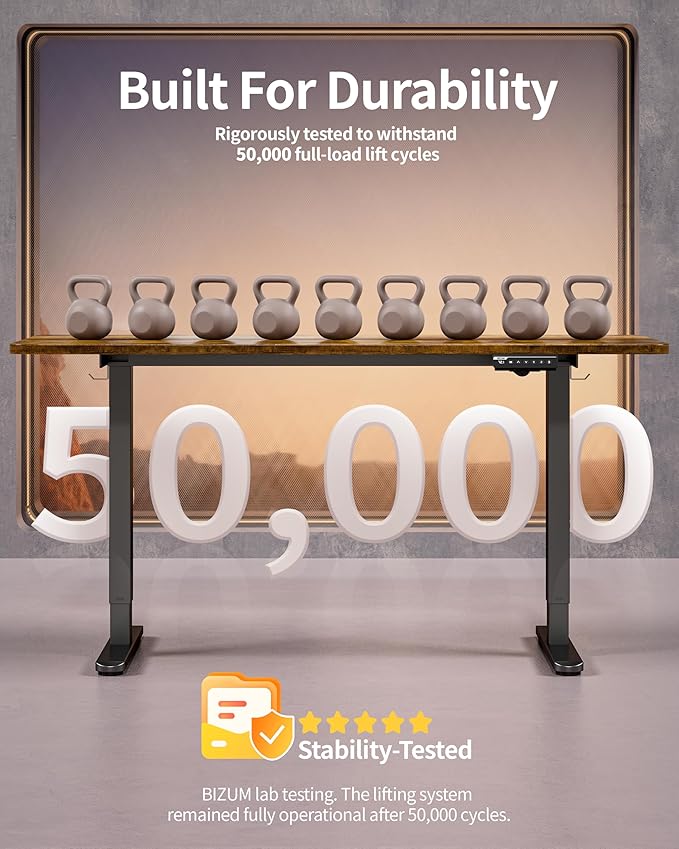 BIZUM Electric Standing Desk 63 x 24 Inch Computer Desk-Gaming Desk Rustic
