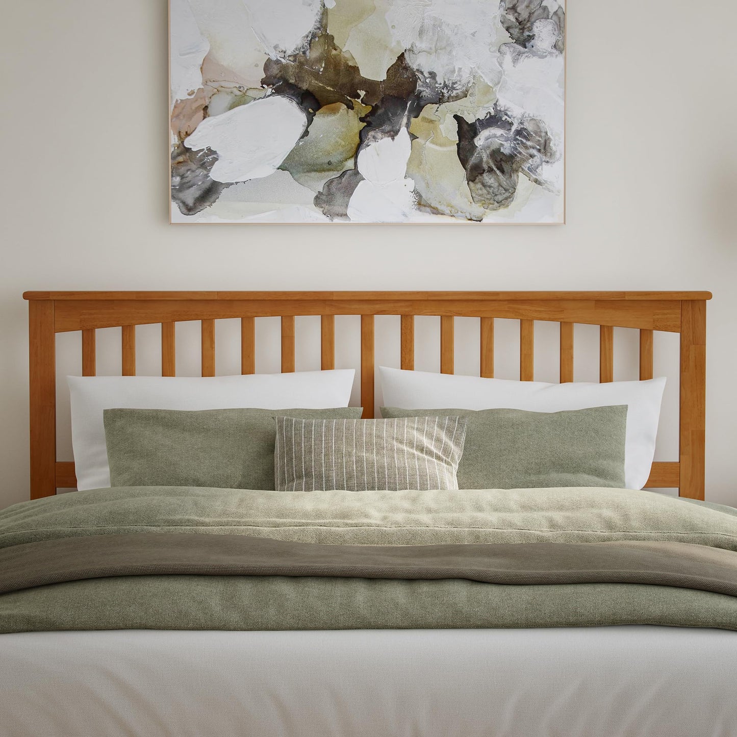 AFI, Mission King Platform Bed with Footboard & Twin XL Trundle, Light Toffee