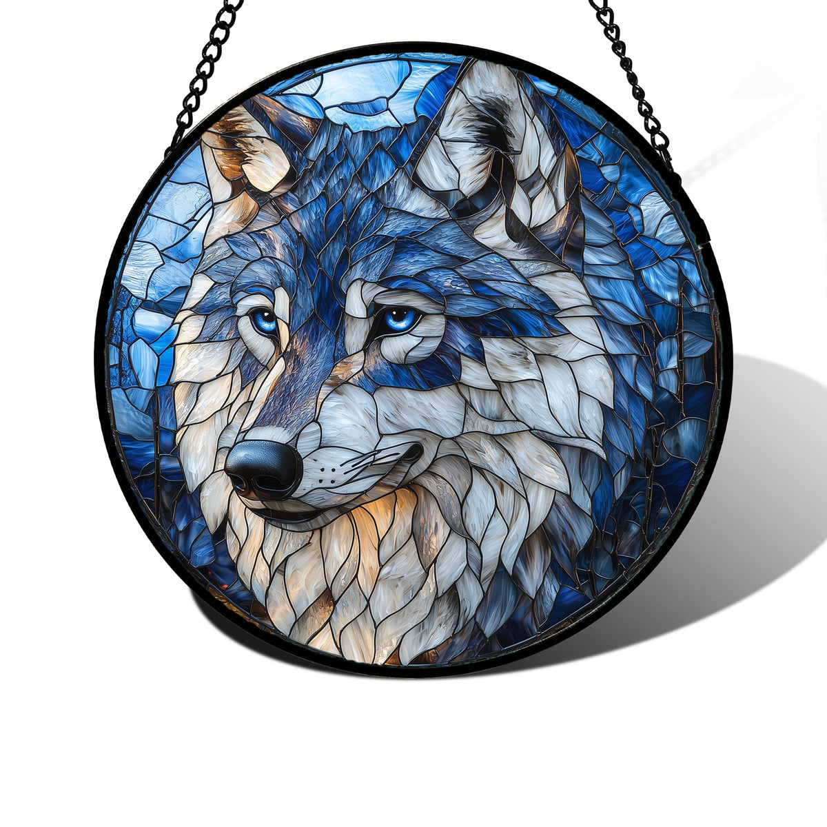 DASTOLL Stained Glass Window Hanging - Funny Wolf Suncatcher Ready to Hang Window Doors Home Decoration and Christmas, Mother's Day Birthday Gifts for Women, Men, and Mom 7.8x7.8 in