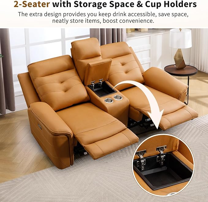 ANJ 2-Piece Oversied Faux Leather Power Recliner Sofa Set