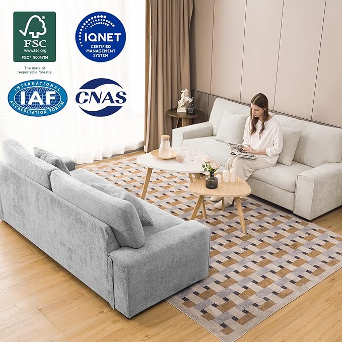 DOPEDIO Modern Living Room Sofa Set, 71.25" Chenille Loveseat