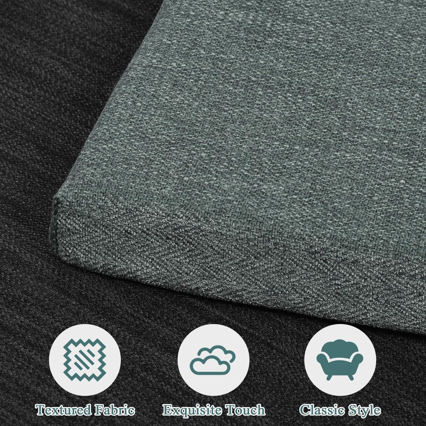 baibu Memory Foam Rectangle Bench Stool Cushion Set of 2, Dual-Layer Design Non-Slip Saddle Stool Pads Bar Stool Cushion with Machine Washable Cover - Only 2 Pads (Dark Grey, 18x9.5x1.5in)