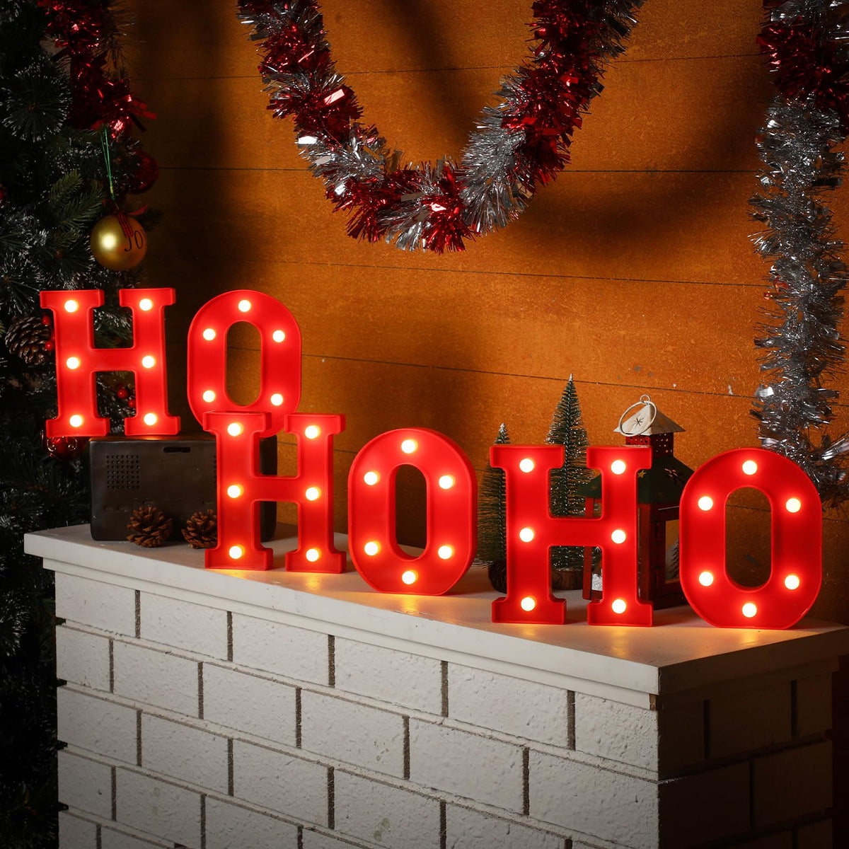 VIHOSE Christmas LED Letter Lights Sign Table Indoor Decoration Light up Letters Battery Powered Letter for Home Bar Christmas Party Bedroom Tabletop Indoor Decoration Gift (HOHOHO)