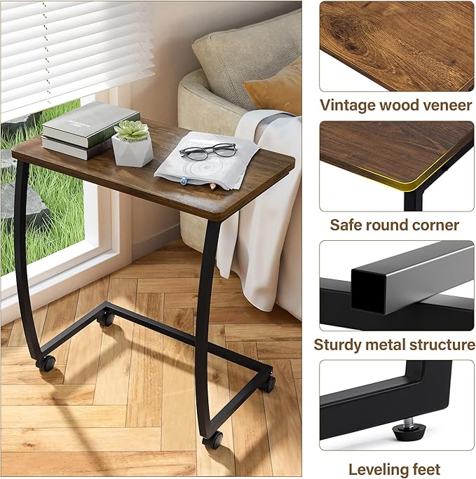 SRIWATANA Side Table, C-Shaped End Table