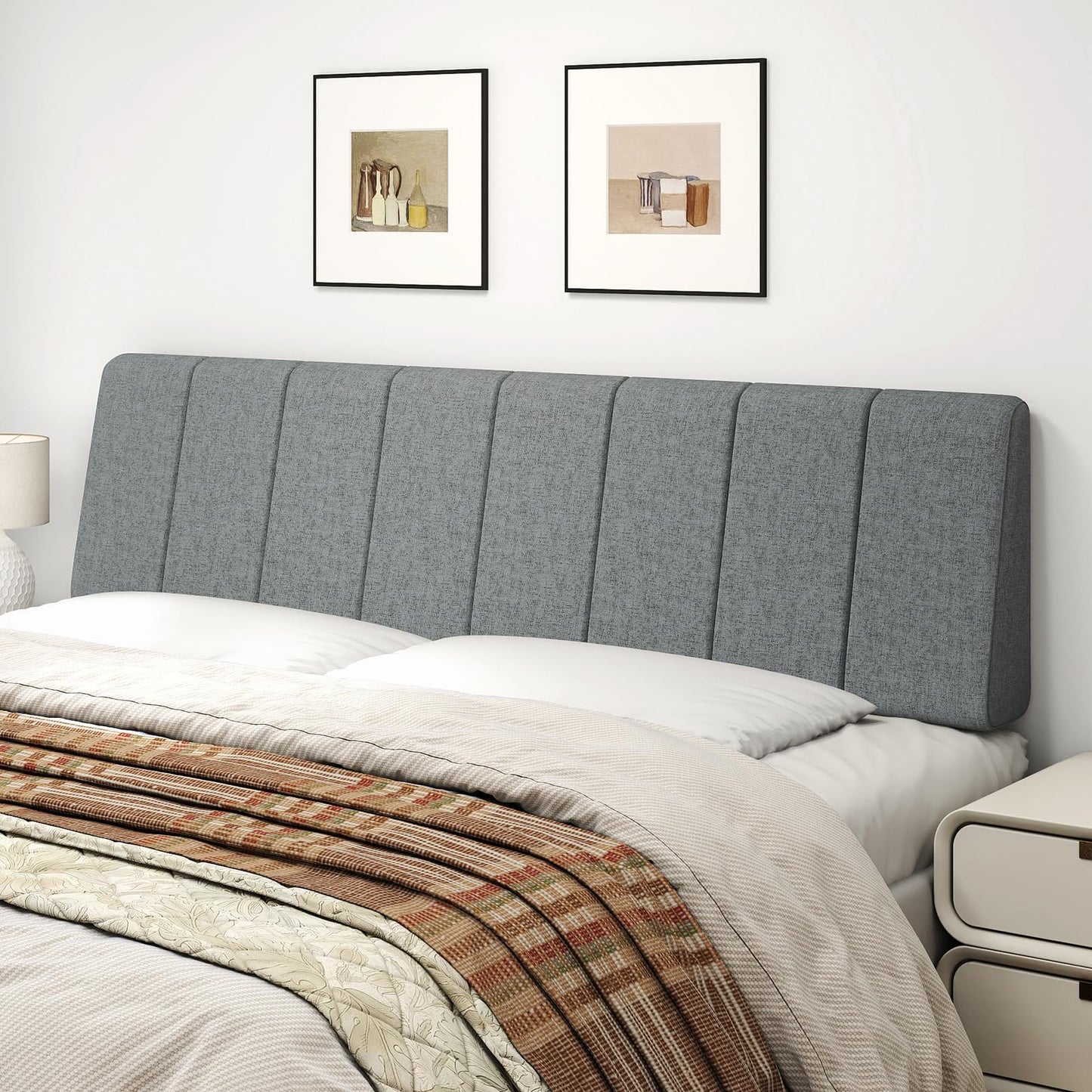 Liiwepo King Size Headboard Only-No Assembly, Upholstered Headboard King Size Linen Fabric Modern Style Headboards Extra-Thick, Dark Gray