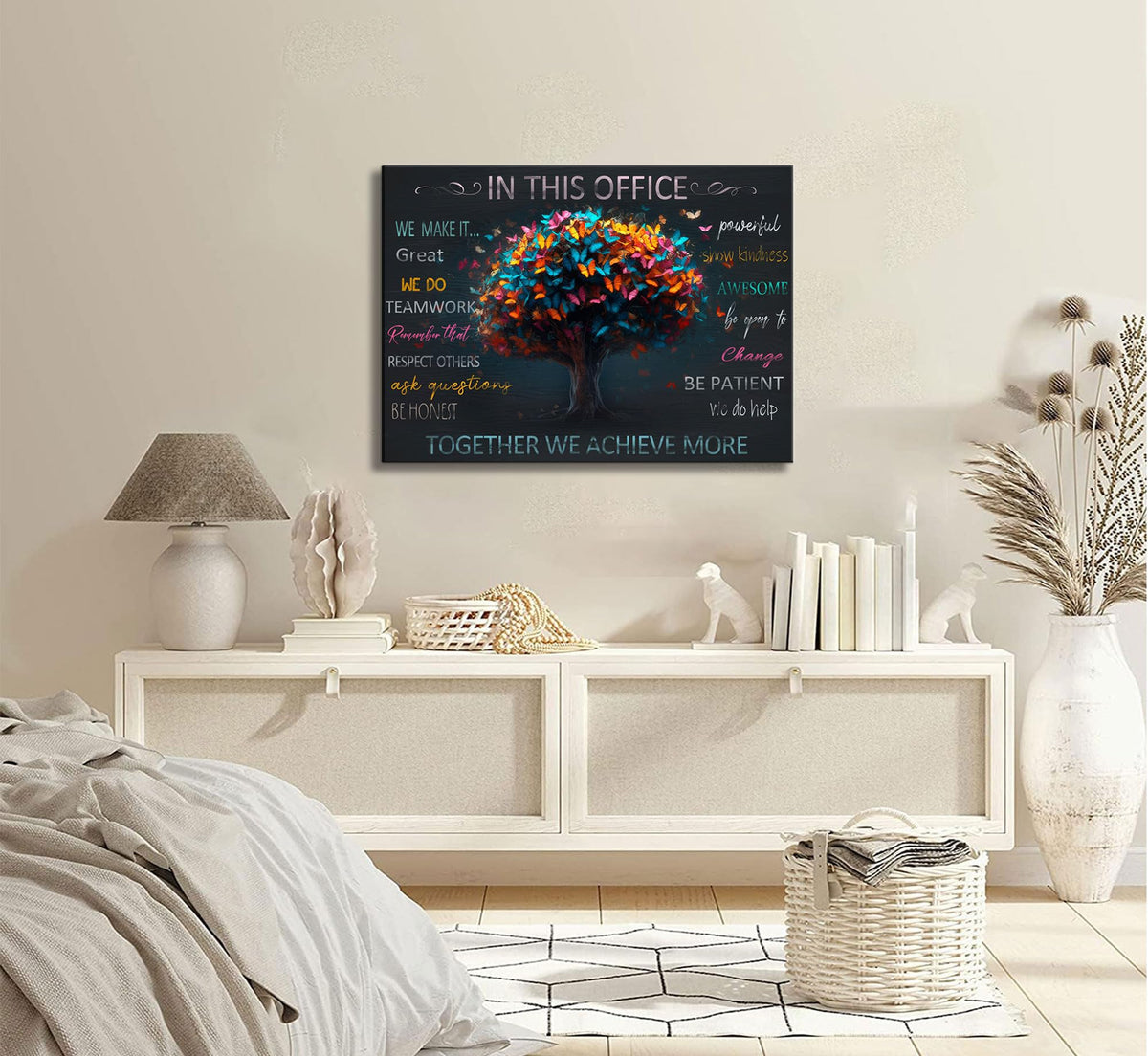 Office Inspirational Quotes Canvas Wall Art Teamwork Positive Energy Picture Wall Decor Team Rules Inspiring Poster Print Painting for Living Room Bedroom Man Cave Decoration Prepare To Hang