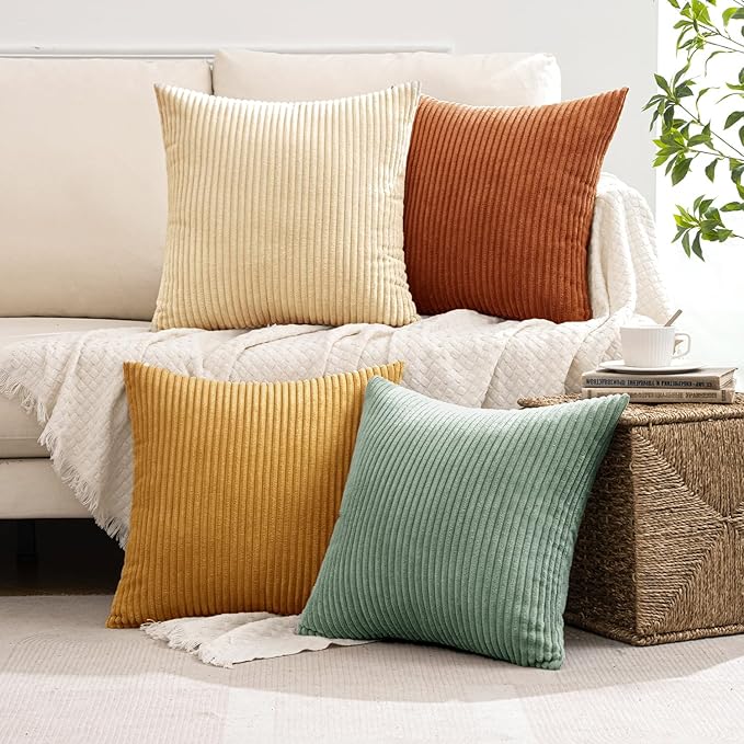 MIULEE Boho Farmhouse Throw Pillow Covers 20x20 Inch Set of 4 Summer Modern