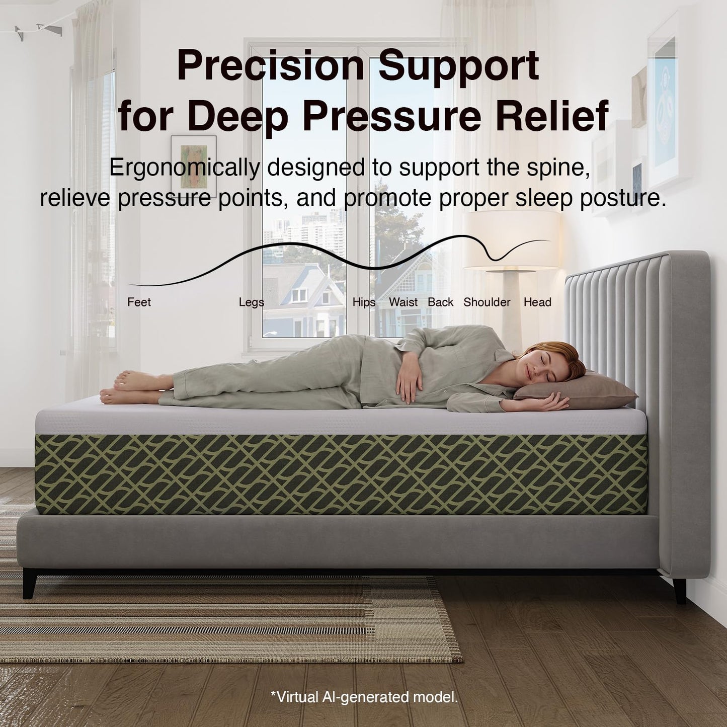 Novilla Twin Mattress 10 Inch, Gel-Infused Memory Foam Mattress Twin in a Box for Spine Alignment, Cool Night Sleep & Motion Isolation, Zoned Support & CertiPUR-US Certified Foams, Green