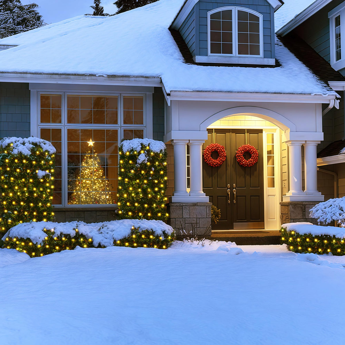 BlcTec Christmas Net Lights, 200 LED 8.4ft x 5.2ft Outdoor Christmas Lights with 8 Modes, Timer, Connectable, Waterproof Design for Trees, Bushes, Shrubs Outdoor Christmas Decorations, Warm White