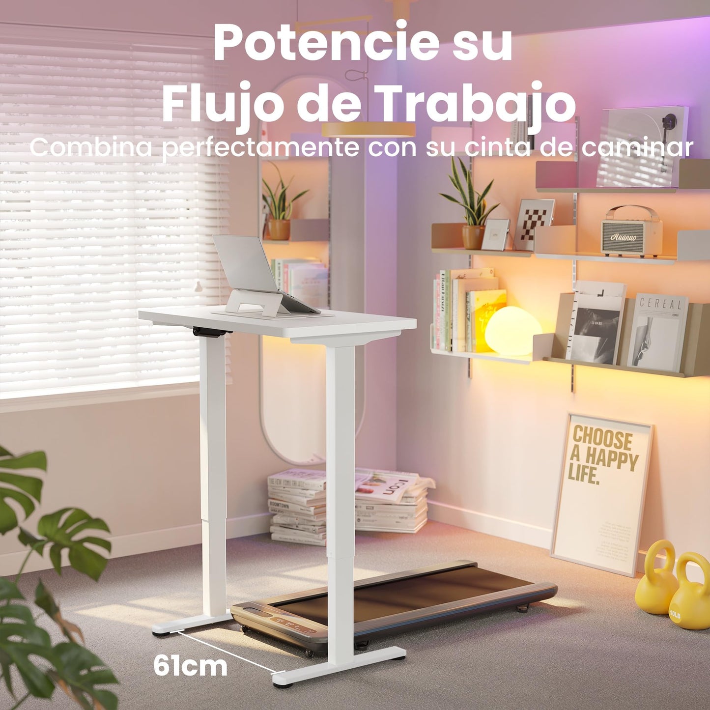 HUANUO 32" Small Electric Standing Desk Adjustable Height, 4 Memory Height Settings, Sit Stand Up Desk for Home Office & Computer Workstation, White