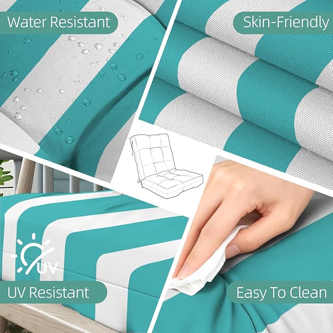Outdoor Chair Cushion, High Back Soft Seat Pad, Indoor Outside Use,