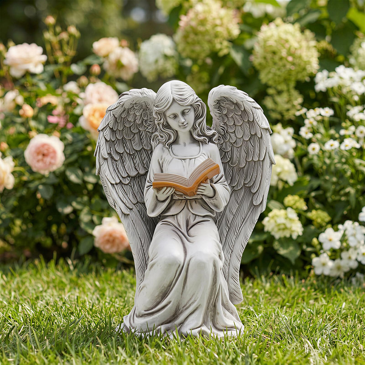 Angel Statue for Garden - 7.88 inches Guardian Solar Garden Statue, Gardening Gifts for Mom Grandma Lawn Ornaments Figurines for Outdoor Decor