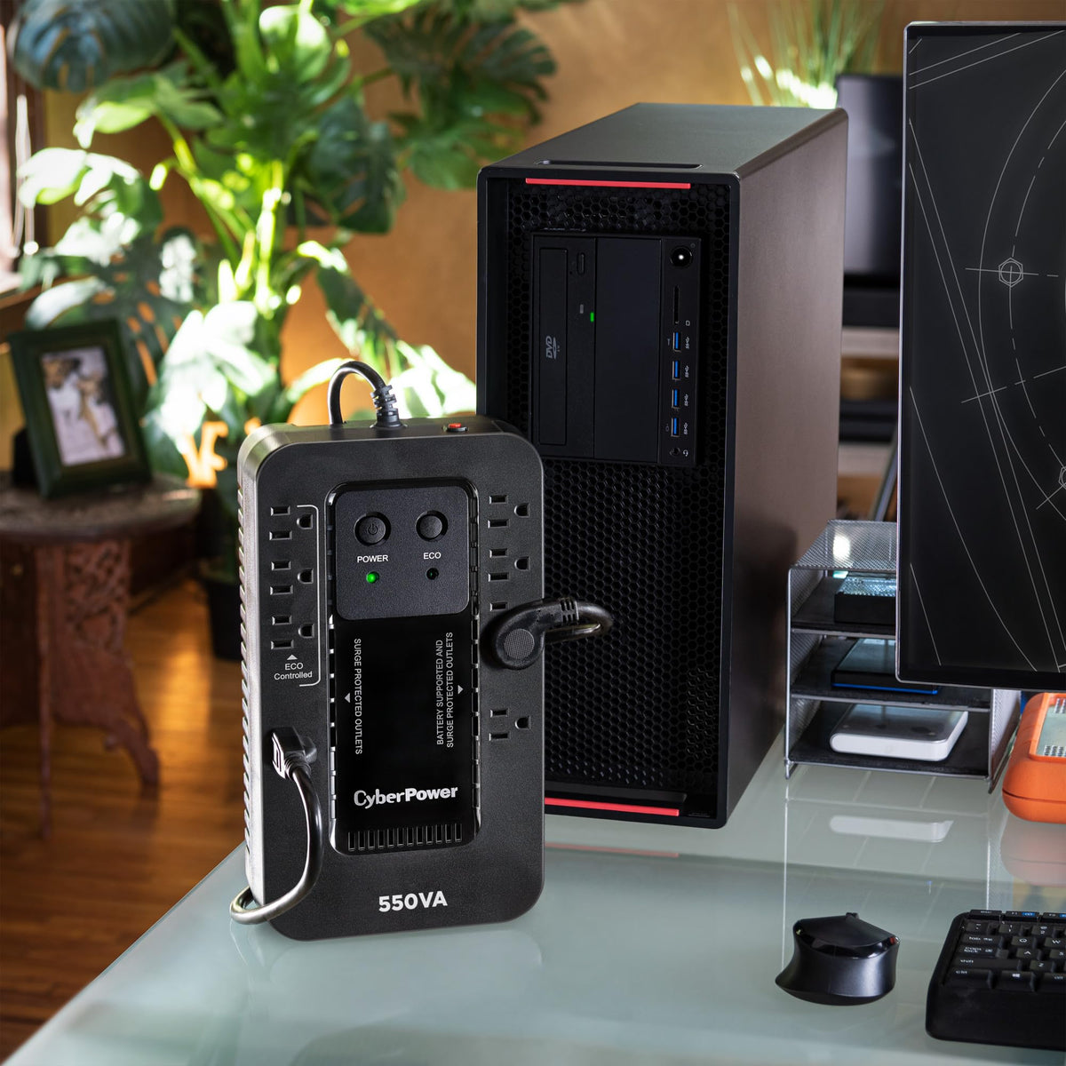 CyberPower EC550G Ecologic UPS Battery Backup and Surge Protector, 550VA/330W, 8 Outlets, ECO Mode, Compact, UL Certified