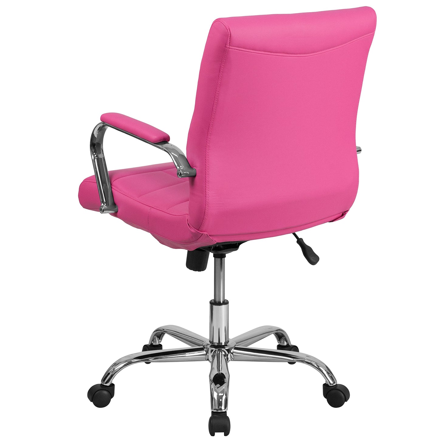 Flash Furniture Vivian Mid-Back Pink Vinyl Executive Swivel Office Chair with Chrome Base and Arms