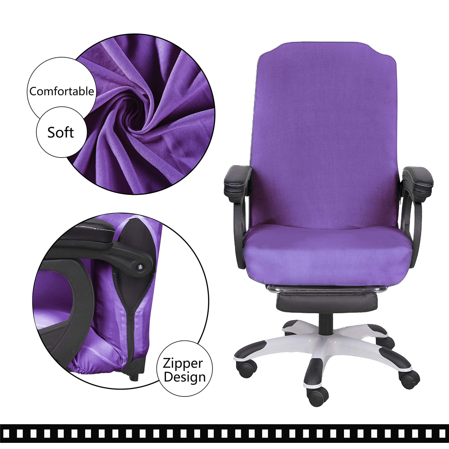SARAFLORA Office Chair Cover- Large, Light Purple- Removable Computer Chair Covers for with Zipper for Universal Rotating Chair Desk Chairs Cover High Chair Seat Washable Protector for Pet