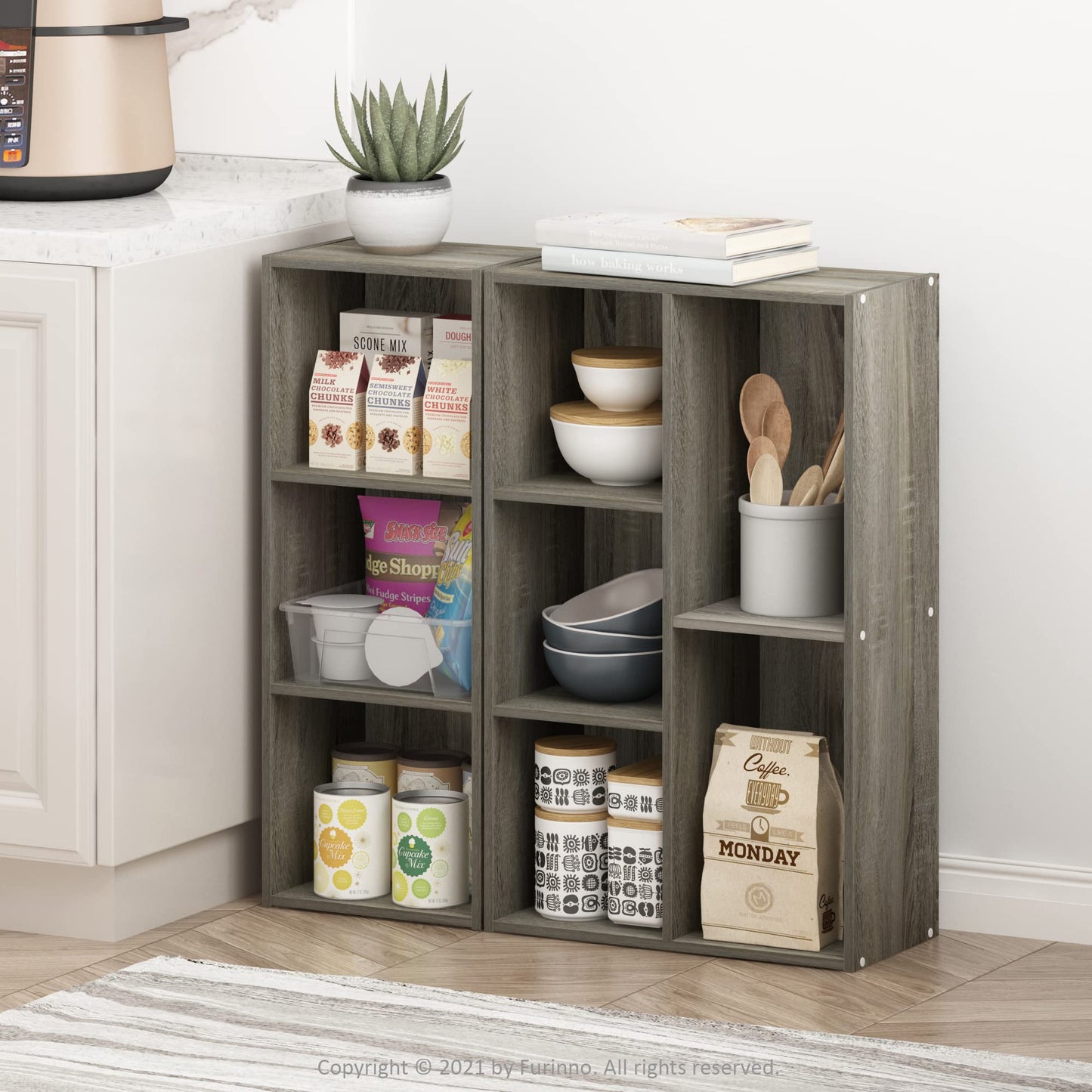 Furinno Luder 5-Cube No Tool Assembly Open Shelf, French Oak