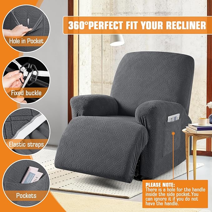 VANSOFY Recliner Chair Covers, 3-Pieces Stretch Recliner Covers
