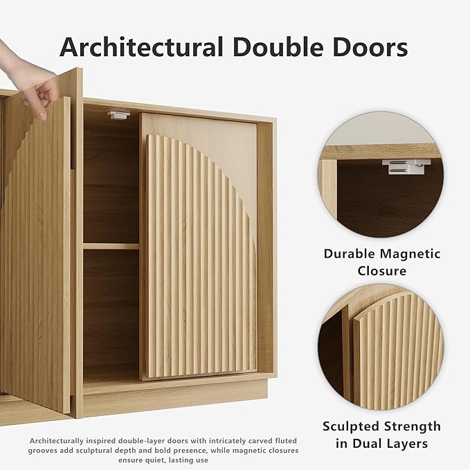 win2win Fluted Sideboard Buffet Cabinet