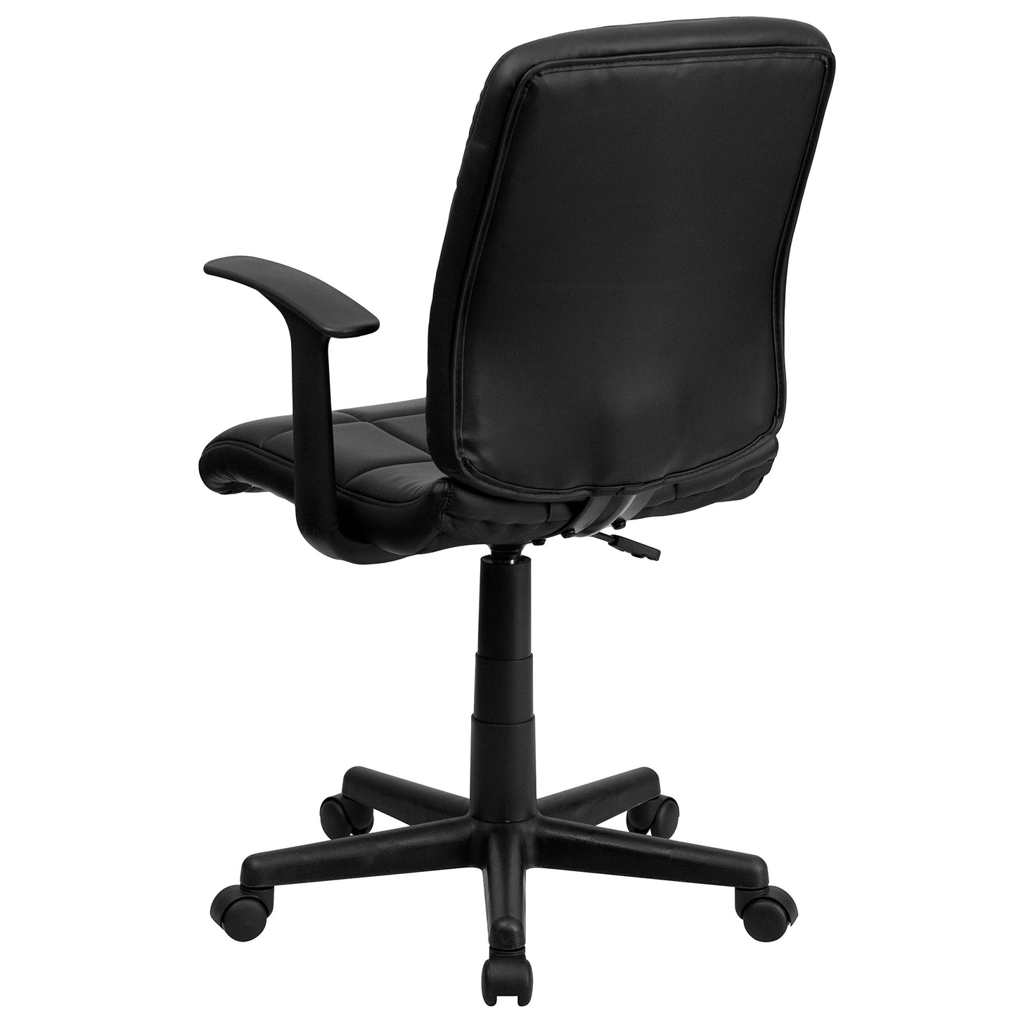 Flash Furniture Clayton Mid-Back Black Quilted Vinyl Swivel Task Office Chair with Arms