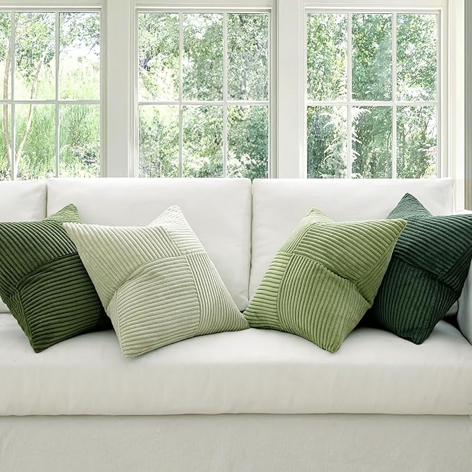 MIULEE Spring Green Decorative Throw Pillow Covers 20x20 Inch Set of 4 Boho