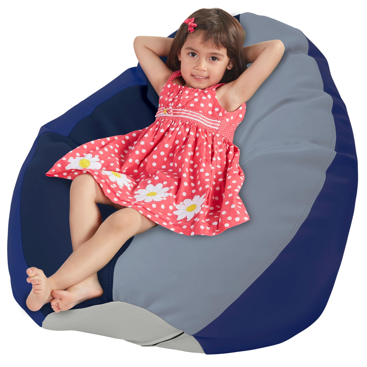 FDP SoftScape Dew Drop Bean Bag Chair with Supportive High-Back Design, For Kids, Teens and Adults, Alternative Seating for Dorms, Schools, Libraries, Daycares or Home- Navy/Powder Blue