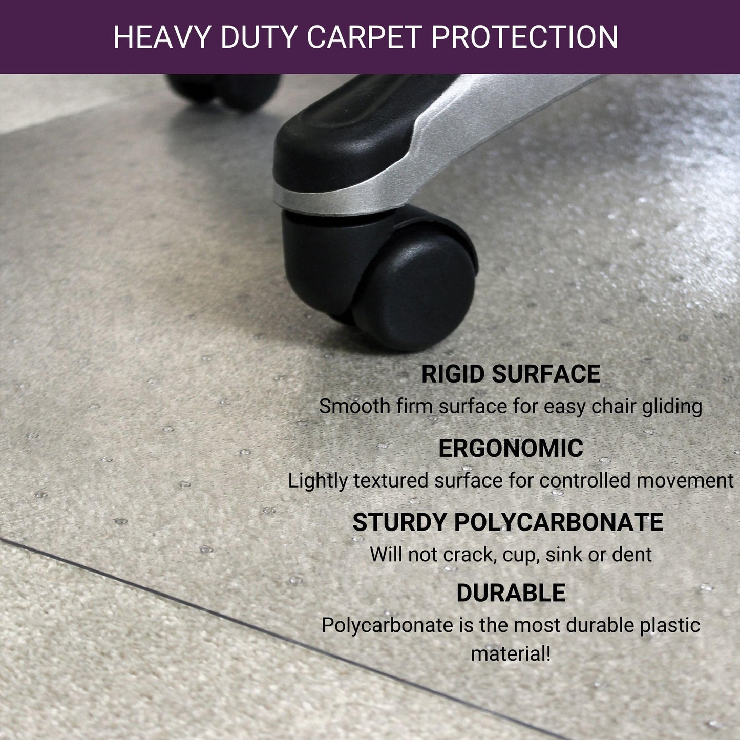 Marvelux Office Chair Mat for Carpeted Floors, Heavy Duty Polycarbonate for Medium Pile Carpets, Rectangular 47" x 53" Clear Office Chair Carpet Protector