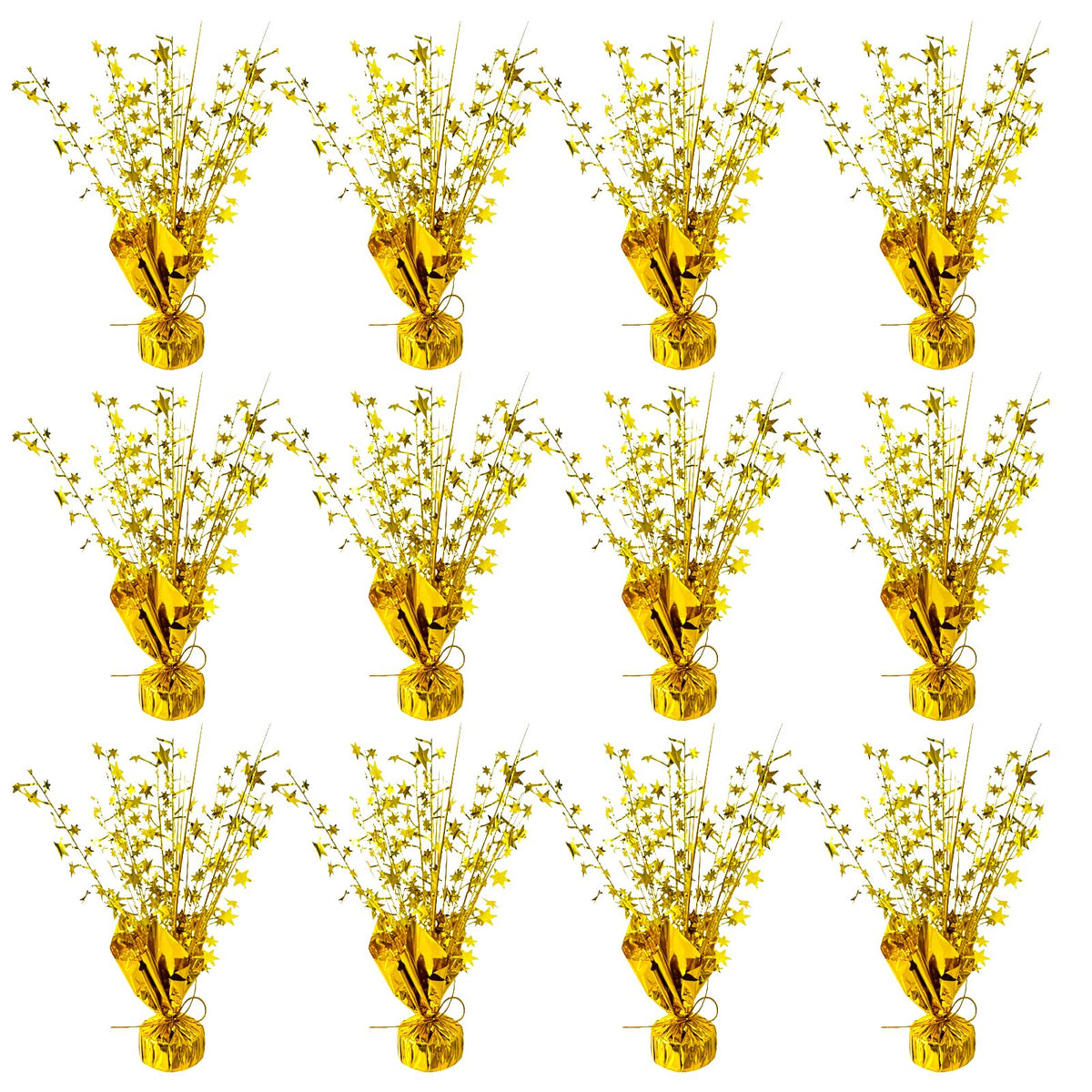 YinNorth 12 Pcs Metallic Foil Spray Centerpiece Party Star Table Decoration Brust Glitter Table Topper Decor for Birthday Graduation Holiday Christmas Dining Celebration New Year Party Supplies, Gold