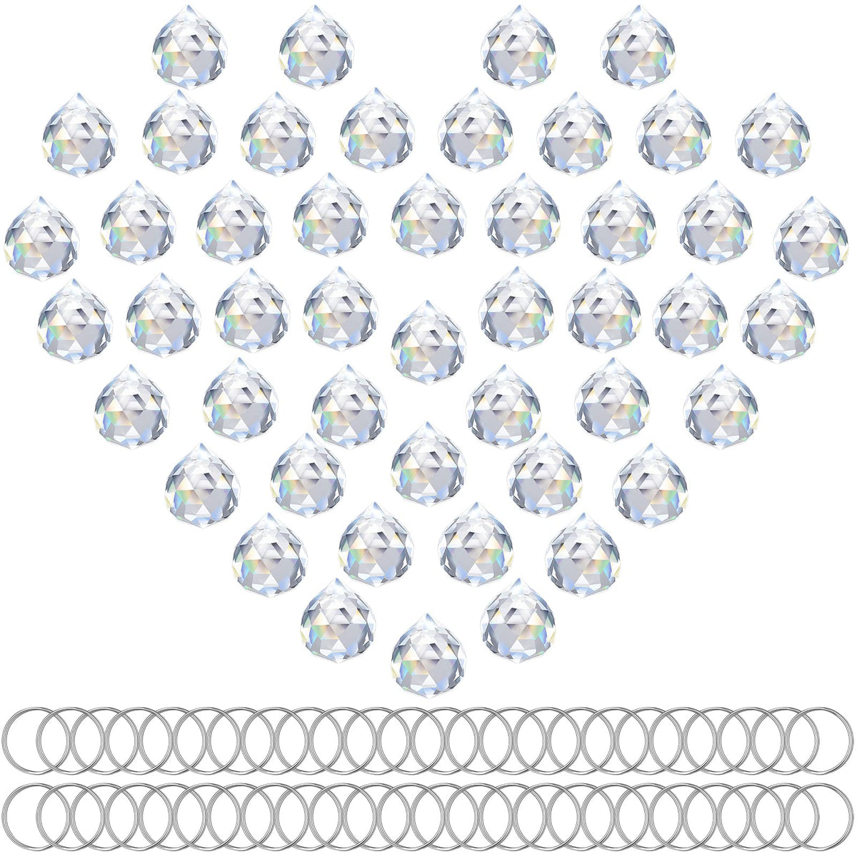 Sabary 48 Pcs Clear Crystal Ball Prism Suncatcher Sun Catcher Crystal Prisms for Chandeliers Rainbow Pendants Maker Hanging Crystals Prisms for Windows Feng Shui for Gift(Round,20 mm)