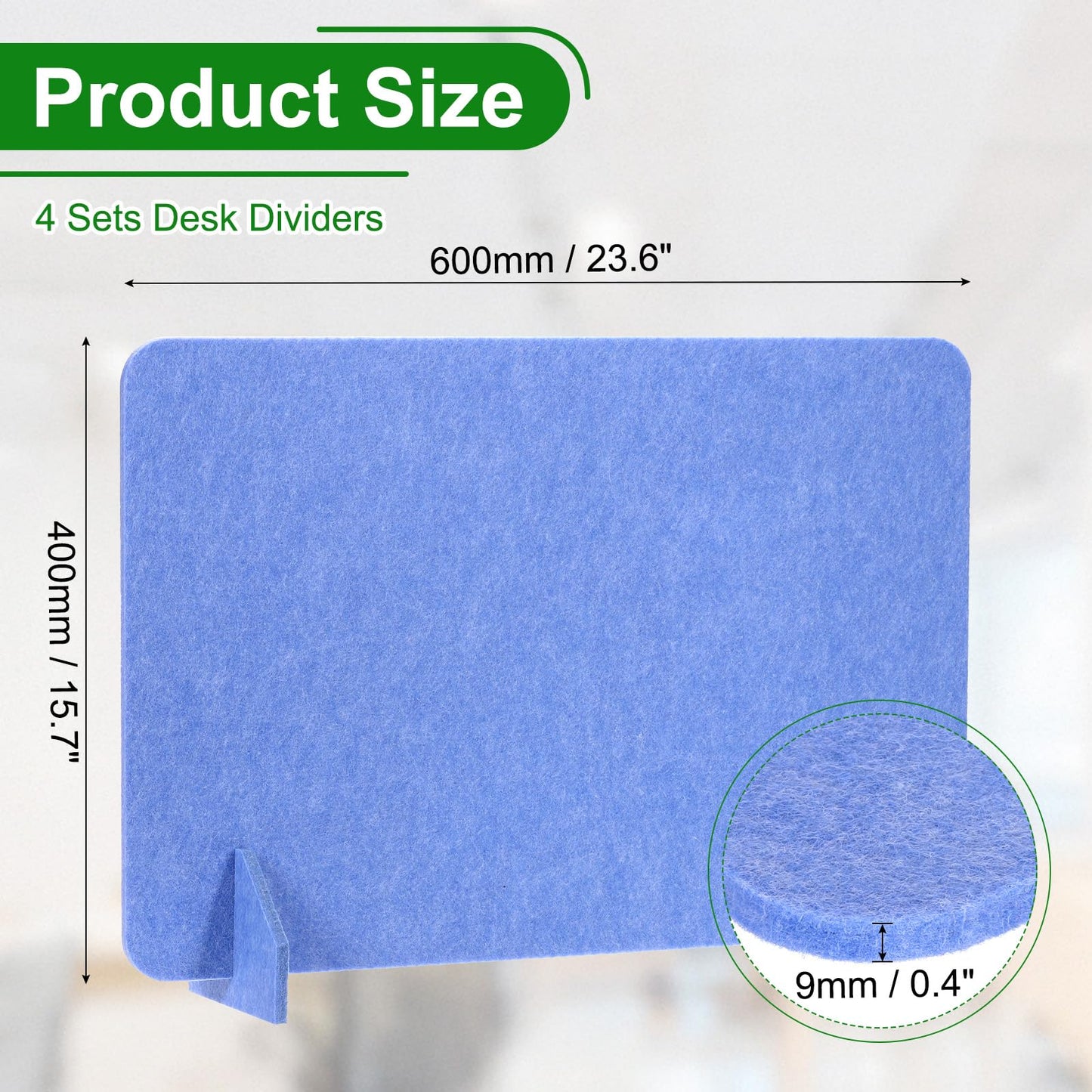 PATIKIL Desk Divider, 4 Set 24 x 16 Inch Acoustic Freestanding Desk Divider Desk Privacy Panel with 8 Pcs Support Feet for Library Office Workstation,Blue