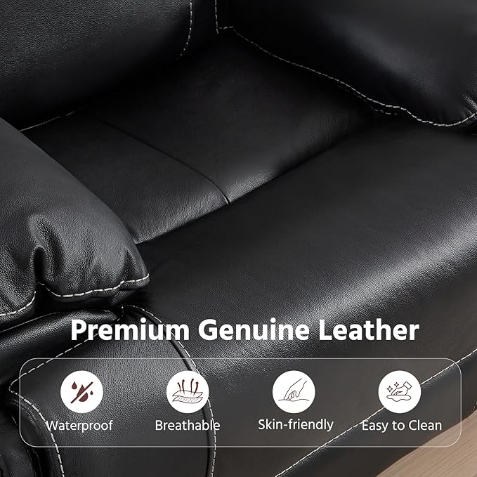 ANJ Geniune Leather Manual Loveseat Recliner Sofa Set of 2