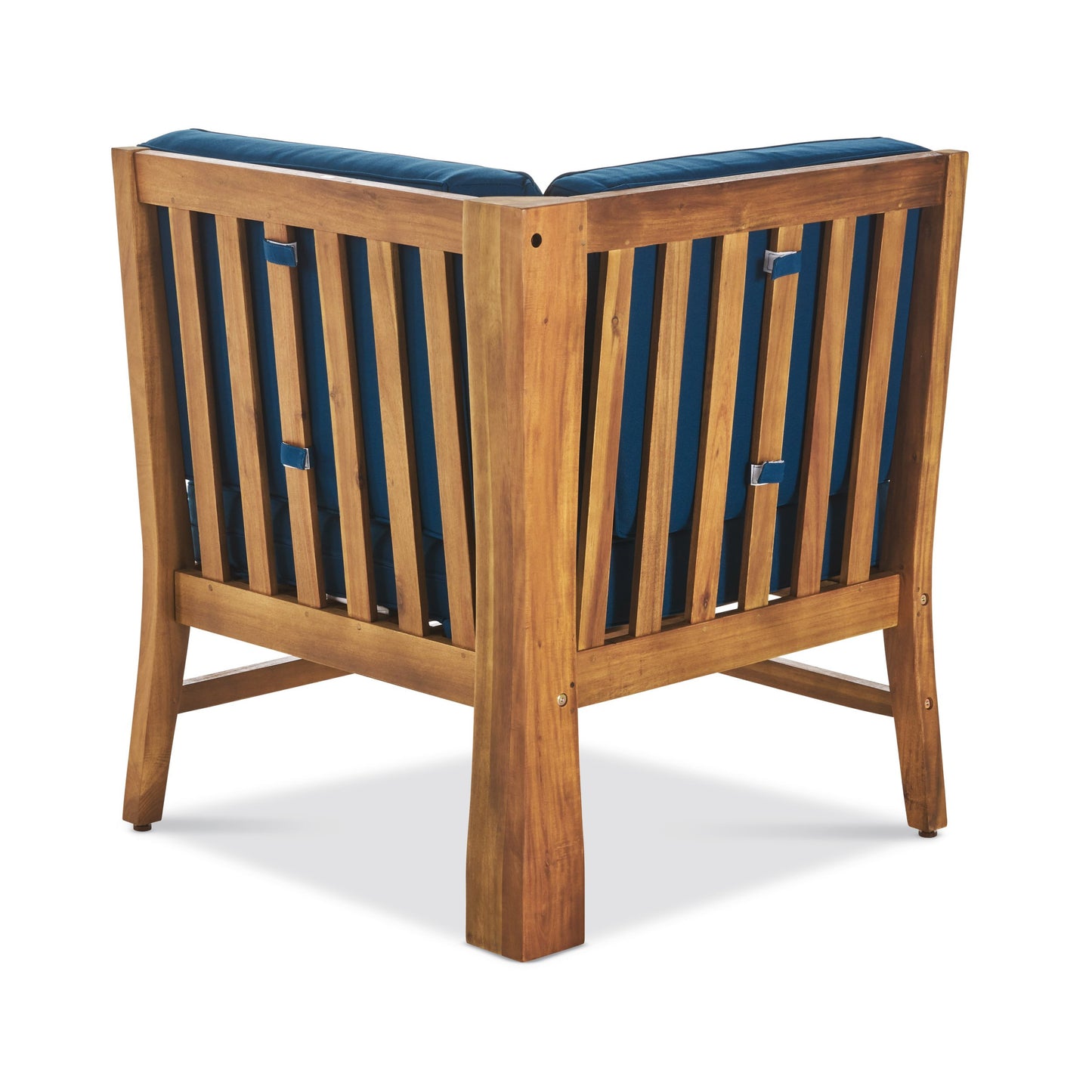 Christopher Knight Home Perla Outdoor Acacia Wood Sofa Set with Water Resistant Cushions, 7-Pcs Set, Teak Finish / Blue