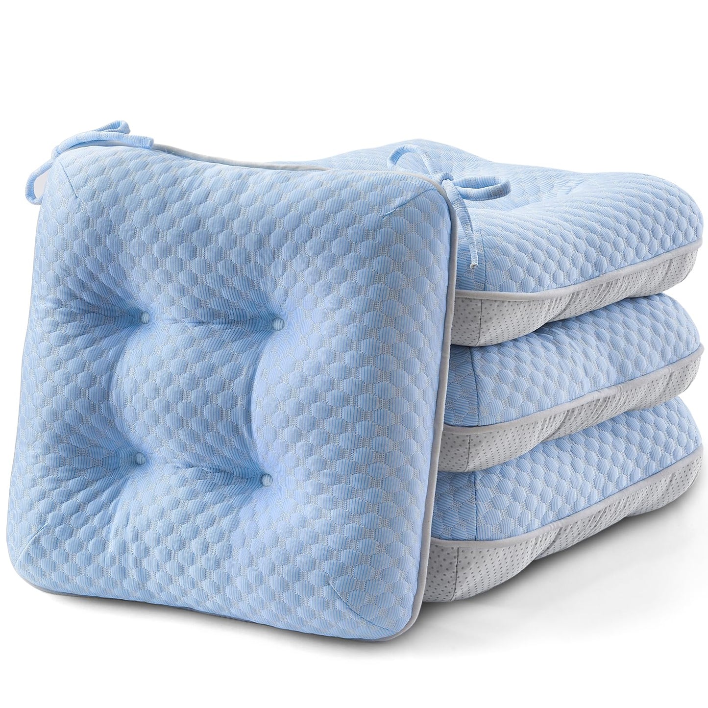 BETU Chair Cushions for Dining Chairs Set of 4, Seat Cushion Kitchen Table Chair Pads with Ties,Non Slip Backing and Covers, Seat Cushions for Dining Room,Bar,Patio Chairs,15.5"X15.5"X3.5",Blue
