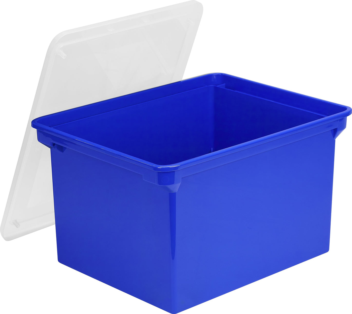 Storex Plastic File Tote, Letter/Legal Files, 18.5" X 14.25" X 10.88", Blue/Clear
