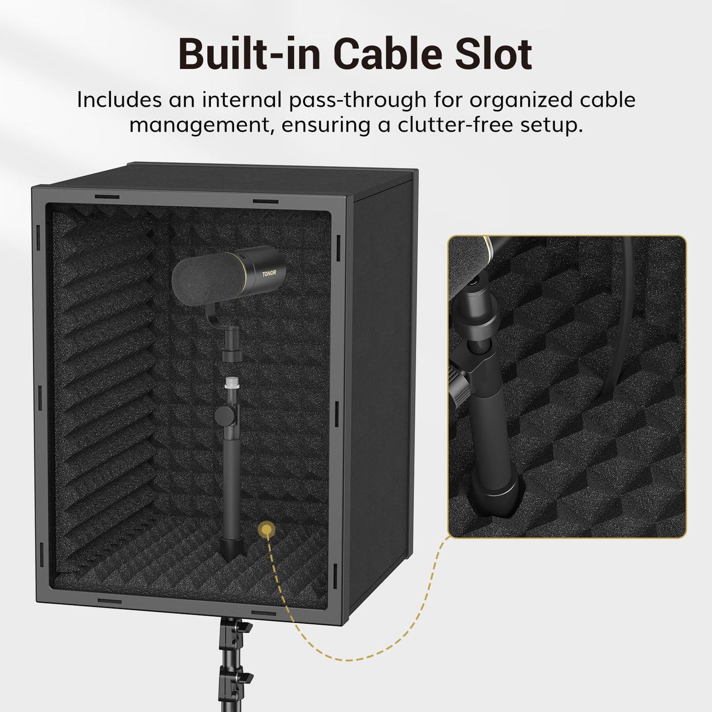 TONOR Microphone Isolation Shield, Professional Mic Shield for Studio with Tripod Stand, Adjustable Height Max 53.1 inch, Sound Proof Box for Singing, Recording Studio Equipment