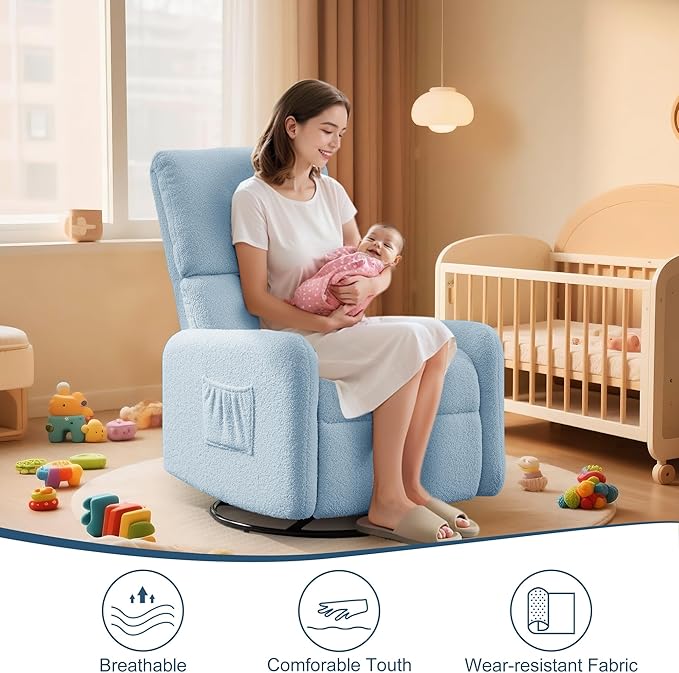 Korser 360° Rocking Chair, Nursery Rocker Chair