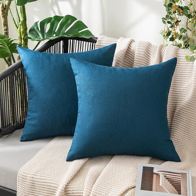 MIULEE Pack of 2 Decorative Outdoor Solid Waterproof Throw Pillow Covers Faux