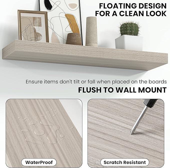 Fun Memories 67 Inch Fireplace Mantel Shelf, Deep Floating Shelves