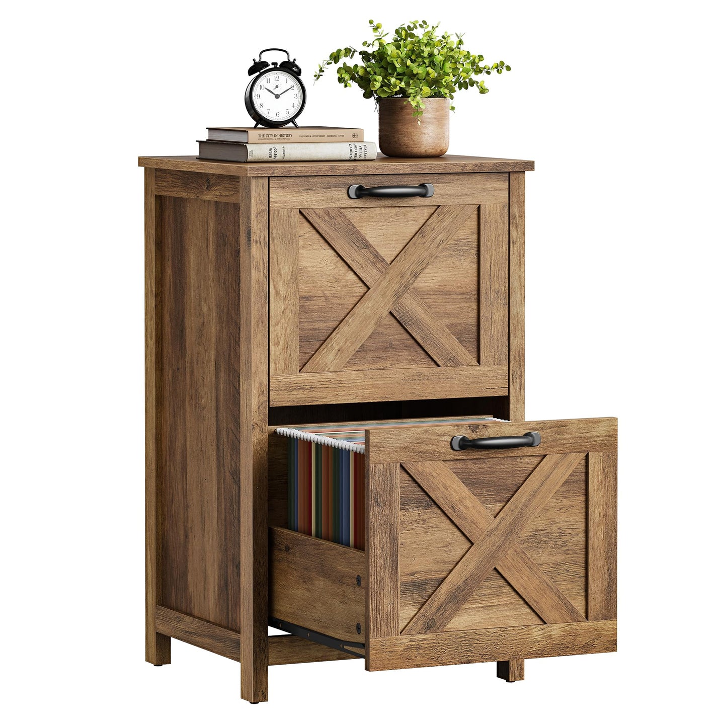 VASAGLE File Cabinet, 2-Drawer Filing Cabinet for Home Office, Modern Farmhouse, Adjustable Hanging Rail for A4 Letter Files, Printer Stand, Study Bedroom, Honey Brown UOFC086KB01S