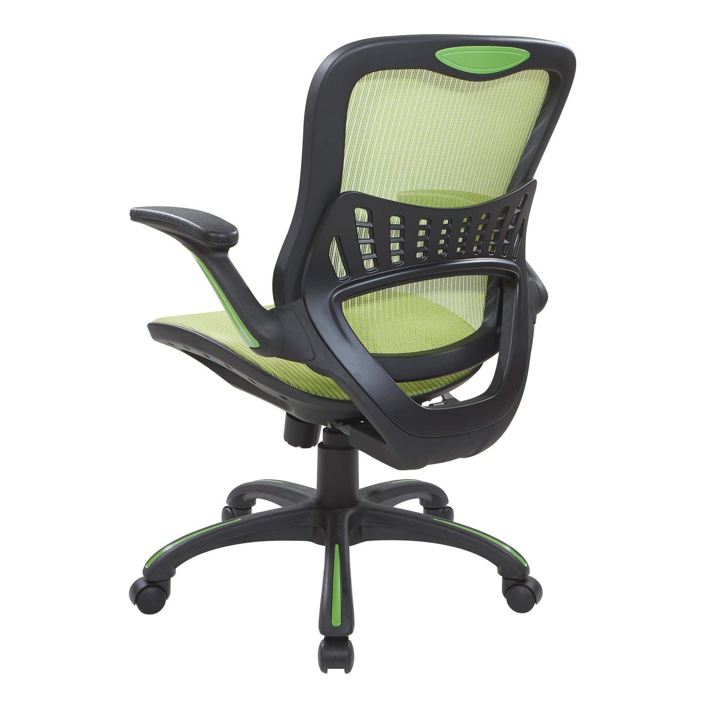 Office Star Riley Ventilated Manager's Office Desk Chair with Breathable Mesh Seat and Back, Black Base with Green