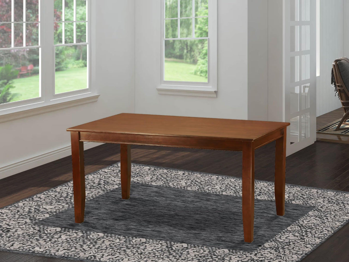 East West Furniture DUT-MAH-T Dudley Dining Room Table - a Rectangle Solid Wood Table Top with Sturdy Legs, 36x60 Inch, Mahogany