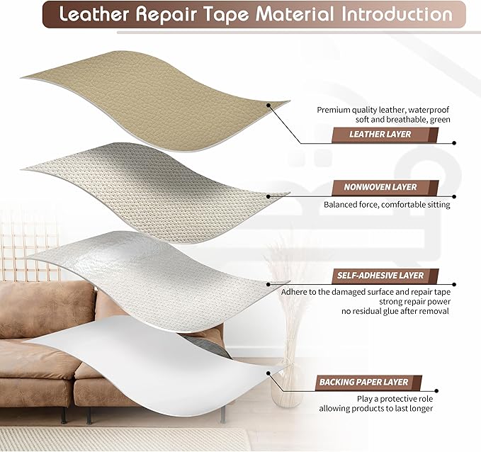 KING MOUNTAIN Leather Repair Patch, 2 Packs 9 x 11 Inches self Adhesive Leather