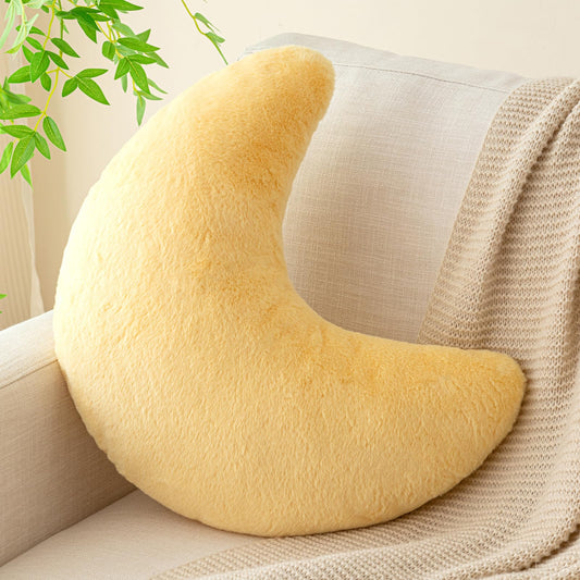 Znhinery Moon Pillow, Decorative Throw Pillows with Soft Faux Rabbit for Bed Couch, Moon Shaped Pillows Plush Floor Cushions Room Decor Pillow for Sofa Bedroom Living Room