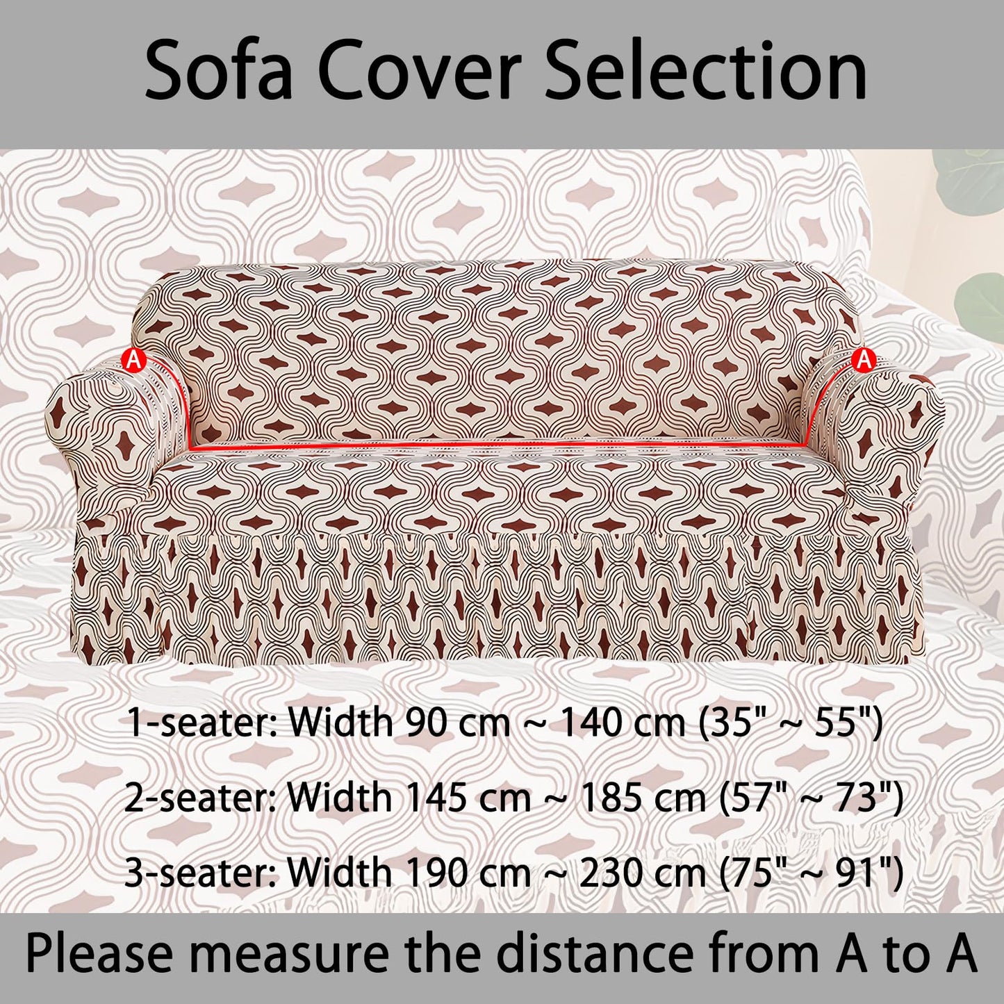 Ausing Printed Loveseat Slipcover Stretch Couch Cover with Skirt Bottom Easy Fitted Furniture Covers Universal Modern Sofa Protector Retro Wave(57”-73”)