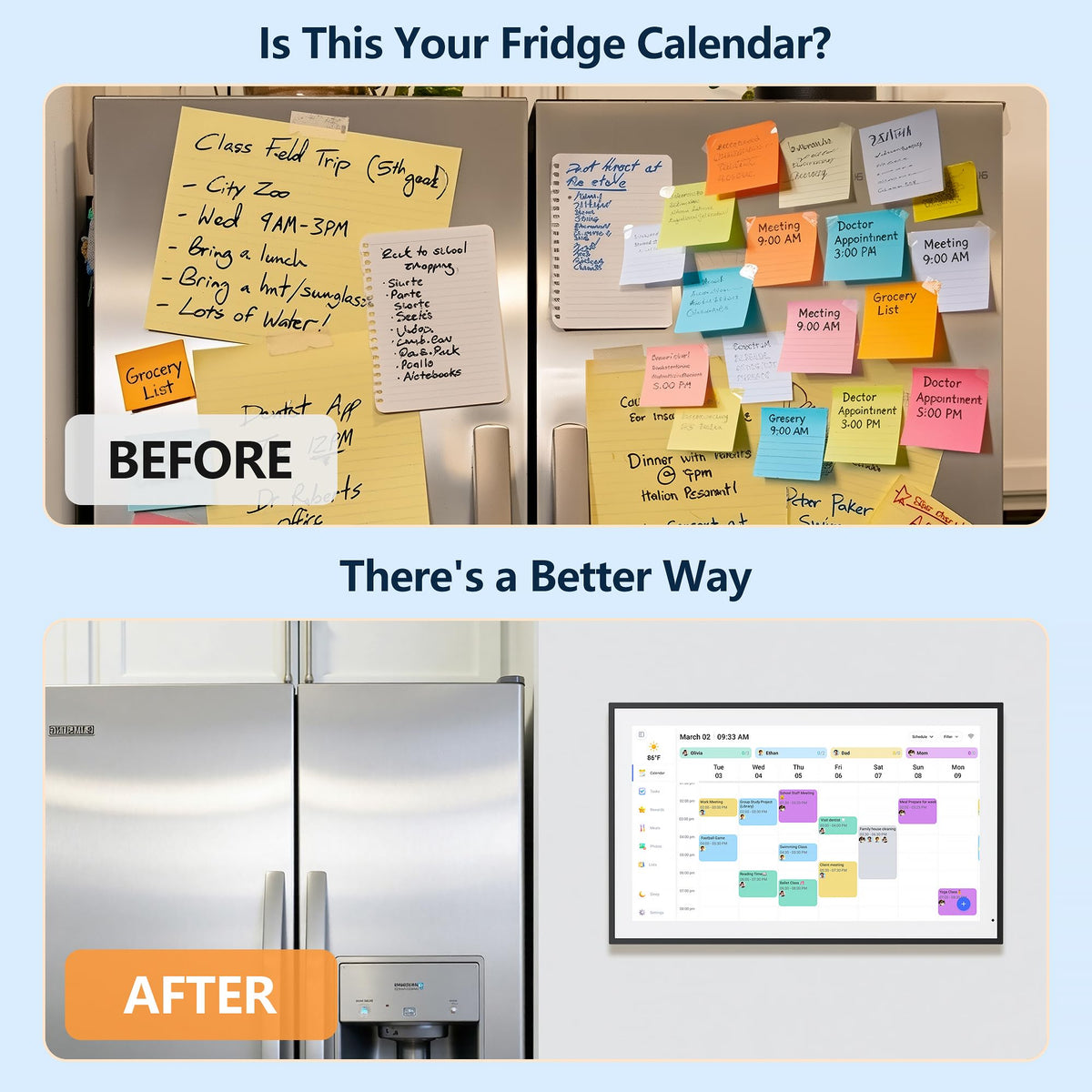 Digital Calendar, 15.6 Inch Wall Planner Electronic Calendar & Chore Chart, Smart Touchscreen Interactive Display for Family Schedules, Great for Organizing Your Routines, Wall & Desk Mountable