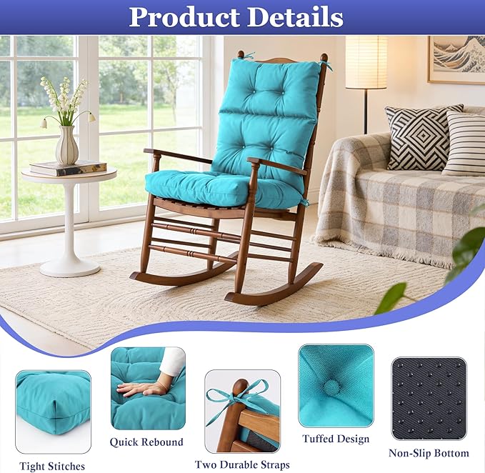 Rocking Chair Cushion, Waterproof and Fade-Resistant Adirondack Rocker Cushions